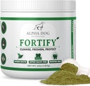 Pó de limpeza de dentes do cão - Fortificar pó dentário para cães - removedor de placas e fresco mau hálito com suplementos verdes frescos - contém Kelp, Probióticos e outros ingredientes de limpeza de dentes