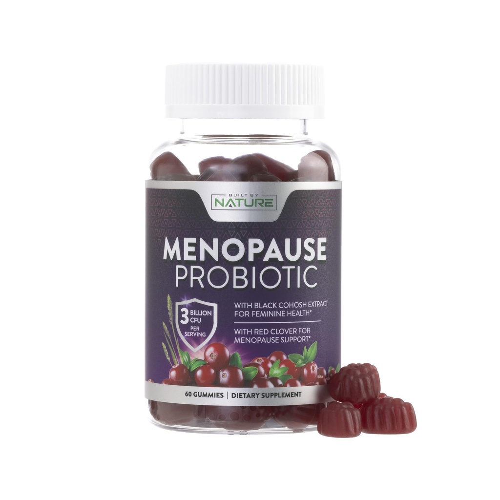 Suplementos Menopausa para Mulheres - Menopausa Gummy Probiótico - Alívio Menopausa feminina para flashes quentes, suores noturnos e balanços de humor com preto Cohosh & Cranberry - Não-GMO, Vegan - 60 chicletes