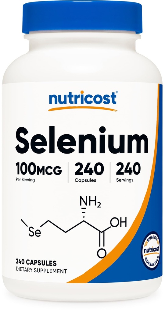 Nutricost Selênio Suplemento 100mcg, 240 Cápsulas, Vegetariano, Glúten Livre e Não-GMO