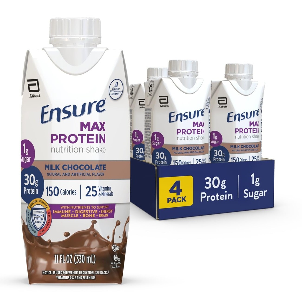 Certifique-se de Max proteína leite Chocolate Nutrição Shake □ 30g proteína, 1g de açúcar, 4g mistura de fibra