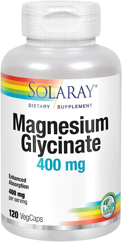 Solaray Magnésio Glicinato 400 mg – Relaxamento Saudável, Apoio Ósseo e Cardiovascular (120 CT, 30 Servões)