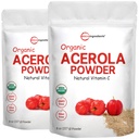 2 Pacote de Puro USDA Organic Acerola Cherry Powder, Vitamina C Natural e Orgânica para o Sistema Imune, 8 Onça, Sem OGM, Sem glúten, Brasil Origem