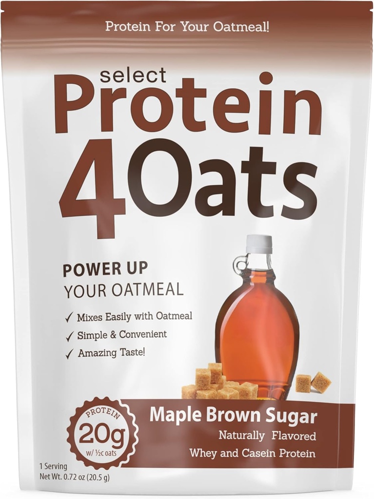 PEScience Protein4Oats, pó para fazer incrível degustação de aveia proteína, com Whey e caseína, sem glúten, Maple Brown Sugar, 12 Servings