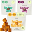GEM Bite Pacote de variedades de rotina completa com multivitamínico diário (14 mordidas), calma de chill-out (7 mastigações) & ajuda profunda ao sono (7 mastigações)