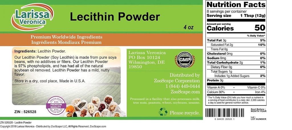 Larissa Veronica Lecithin Powder (4 onças, ZIN: 526528)