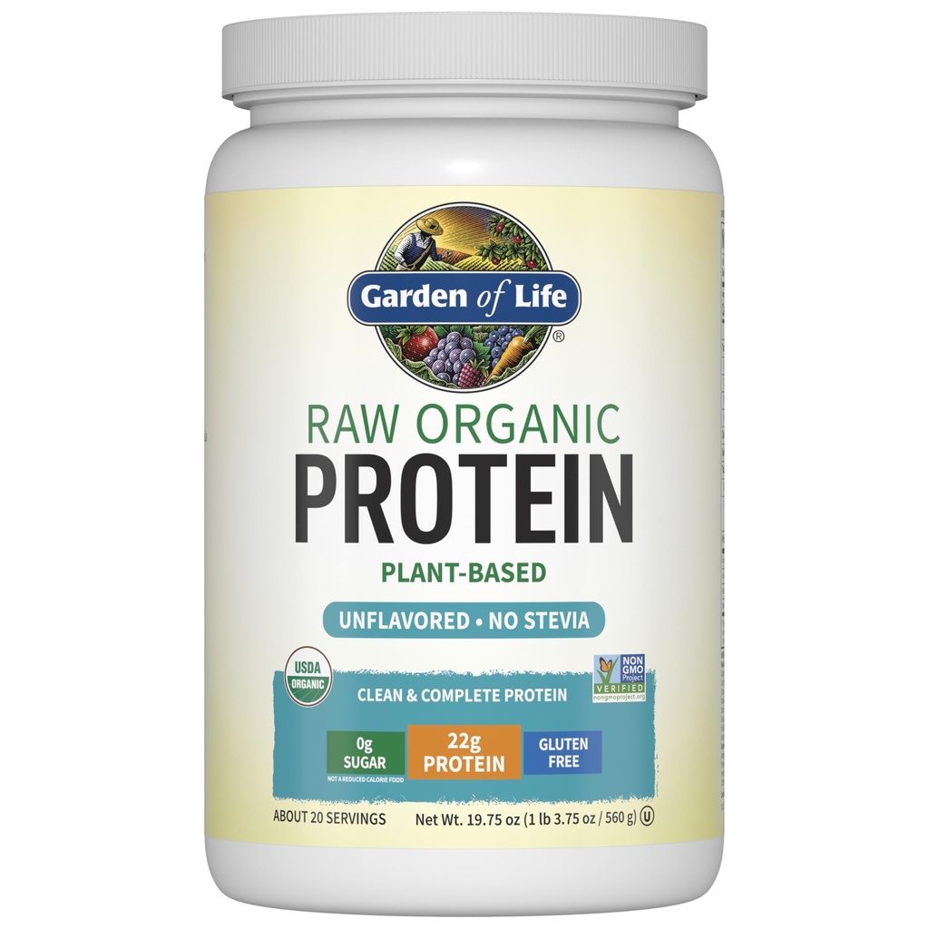 Jardim da vida Organic Vegan Protein Powder, Planta Based & BCAAs, Orgânica Protein Powder com Probióticos & Enzimas, Não-GMO, Sem glúten Lactose Livre 1,2 LB
