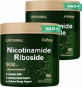 Airboy Liposomal Nicotinamida Riboside 900 mg, NAD Supplement with Resveratrol, NMN Alternative NAD Booster Support Antienvelhecimento, Energia, Foco - 80 Cápsulasx 2 Pack