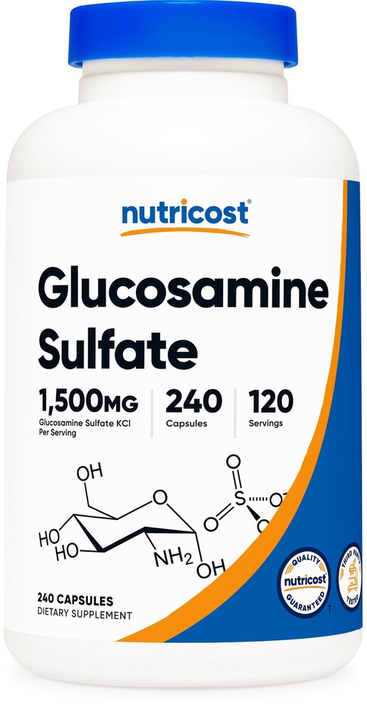 Nutricost Glucosamina Sulfate 1500mg, 240 Cápsulas - 750mg Por Cápsula, Gluten Free, Non-GMO