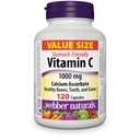 Webber Naturals Vitamina C Ascorbato de cálcio 1000 mg · Estômago amigável, 120 cápsulas