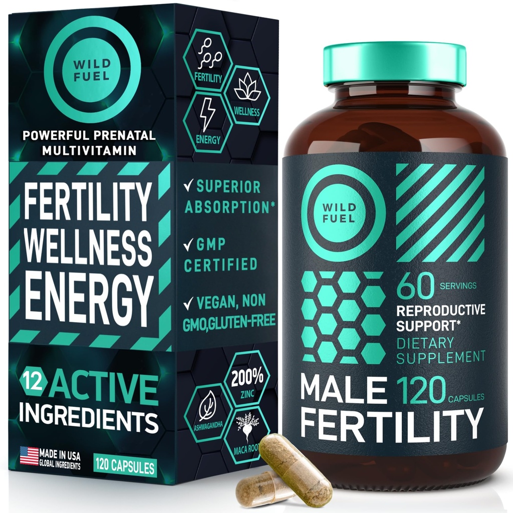 Suplementos de fertilidade para homens Vitamina pré-natal - Maca Root, Ashwagandha, Zinco, Plus Naturals - Conceição para ele Homens Vitaminas de fertilidade e suplementos de suporte de fertilidade masculina - 120 Caps para 2 meses