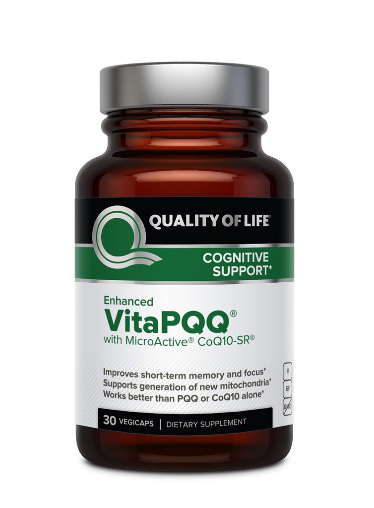 Qualidade de Vida VitaPQQ com MicroActive CoQ10-SR Suplemento Premium - Anti envelhecimento, memória, energia, foco, cognitiva e saúde do coração - 30 Vegicaps