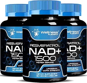 Bem-estar LABSRX NAD Suplemento, 1500mg - NAD lipossomal+ Suplemento com Resveratrol, NAD Plus Boosting - Suporte Saúde Celular e Envelhecimento Saudável - Cápsulas de Ultra Força, EUA Made - 3 Pack