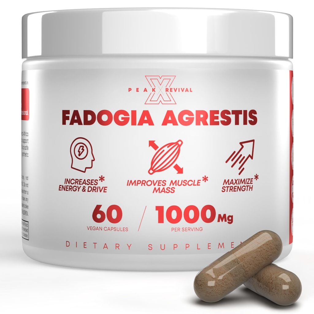 Fadogia Agrestis 1000mg por suplemento de serviço - Extrato potente para aumentar a energia, desempenho atlético e massa muscular - Suplementos, fabricados nos EUA (60 Cápsulas)