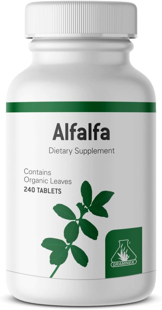 Graminex Alfalfa Comprimidos - Suplemento não-GMO Verde Superalimentar com vitaminas, minerais, aminoácidos - 240 Comprimidos