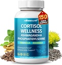 CORTISOL Wellness Ashwagandha 14-em-1 Mistura Natural com Fosfatidilserina Magnolia Rhodiola St. John's Wort Peppermint Bacopa - 150 Count - Made & Tested in The USA