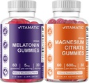Vitamatic Magnesium Gummies & Melatonin Gummies Combo - 60 contagem cada