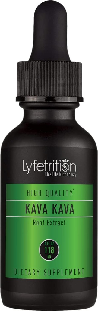 Lyfetrition Kava Kava Root Extract com Kavalactonas Ativas 540mg, 220 Servões, Livre de Crueldade, Fácil de Consumir Drops Líquidos, Absorção Rápida, Certificados por GMP, Testes de Terceira Parte, Não-GMO, Made in USA