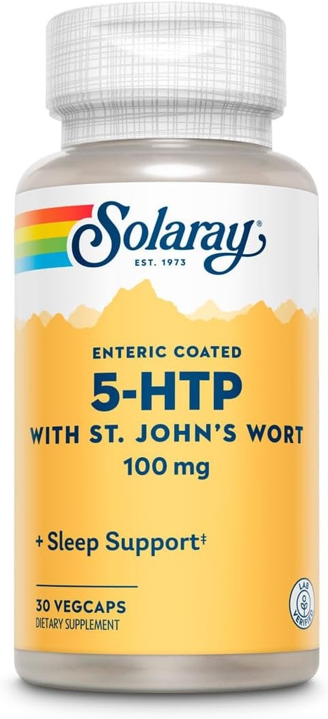 SOLARAY 5- HTP Plus Erva de São João - 30 Cápsulas Entérico- Revestidas - 100 mg - 30 Serventes