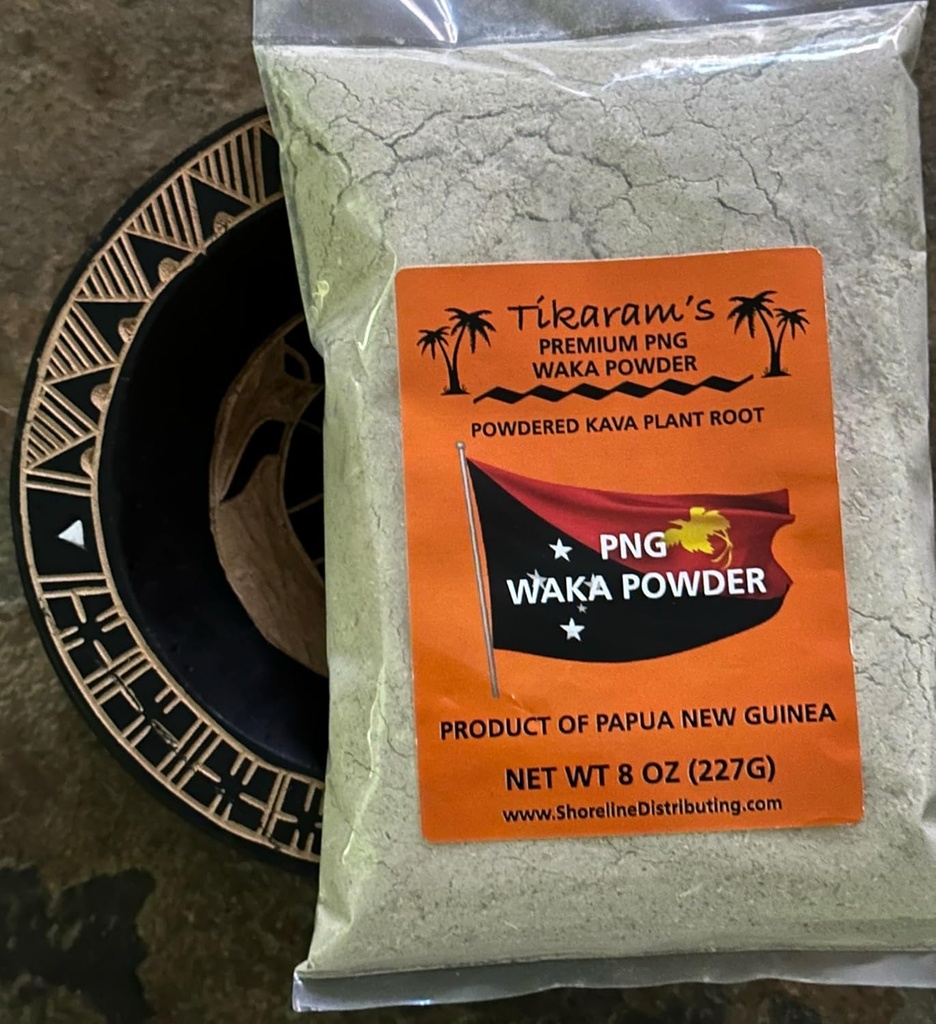 Kava Powder de Tikaram - Premium Papua Nova Guiné (PNG) Waka, 1/2 libra (8 onças), Fiji Market Wholesale LLC