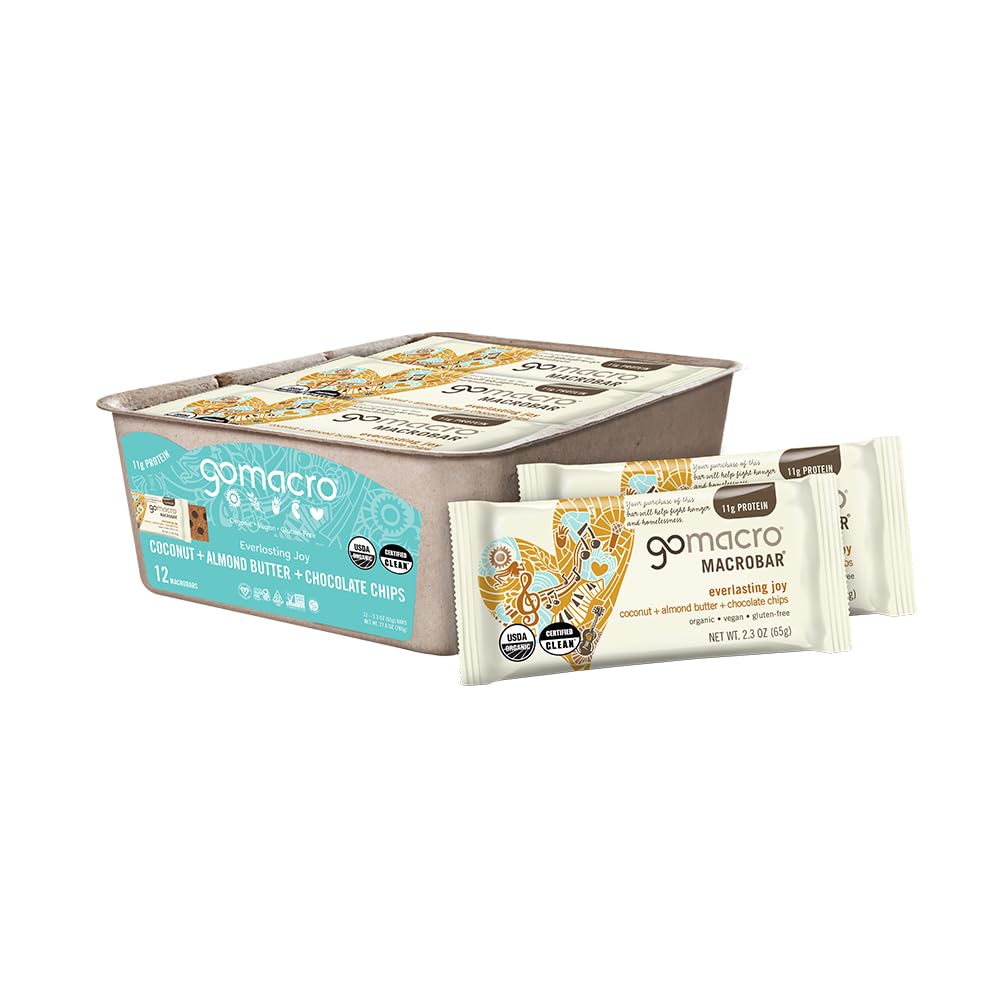 GoMacro MacroBar Orgânico Vegan Protein Bars - Coco + Manteiga de Amêndoa + Batatas de Chocolate (2,3 Onça Bares, 12 Contagem)