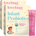 LAVEBUG Probióticos infantis 0-6 Meses - USDA Probióticos orgânicos para bebês, Suporta Gás de Bebê, Colic, Diarréia e Relívio de Obstipação recém-nascido, Alergênio e Açúcar Livre, Pó sem gosto, 60 Pack