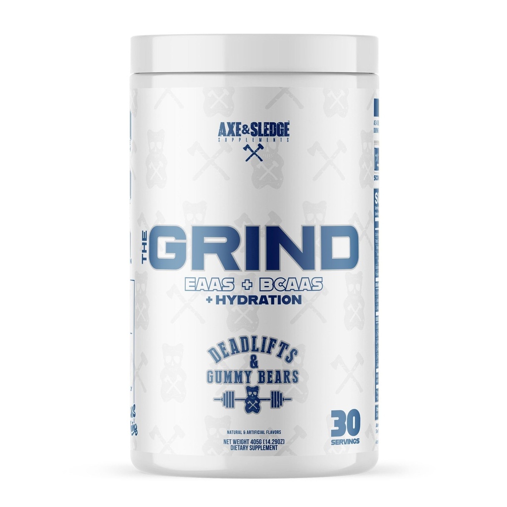 Axe & Sledge The Grind Essential Amino Acids (EAA & BCAA Powder) Recuperação de músculos e eletrólitos para a hidratação (Stimulant-Free, Vegan) 30 Servings, Deadlifts & Gummy Bears