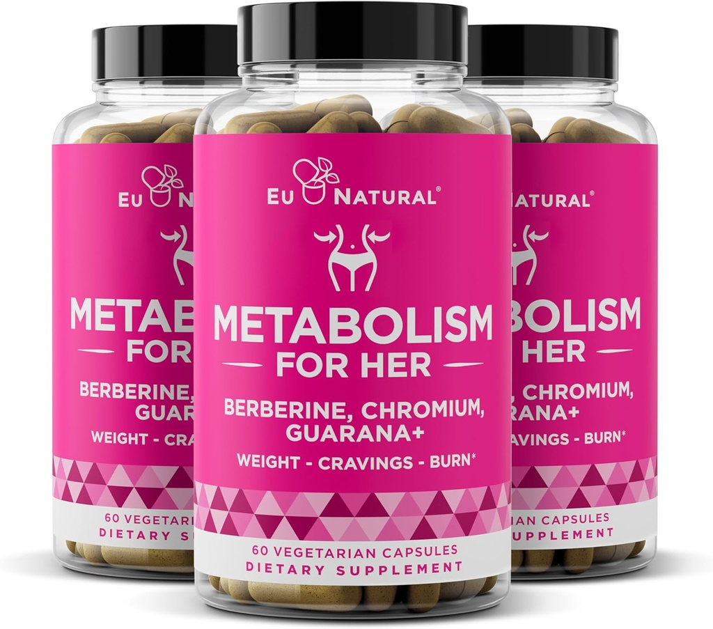 Metabolismo para seu pacote de 3 pacotes - comprimidos de perda de peso para as mulheres - apetite supressor, queimador de gordura, impulsionador de metabolismo - combate desejos & perda de gordura da barriga - berberina, Picolinato de Chromium & Guaraná