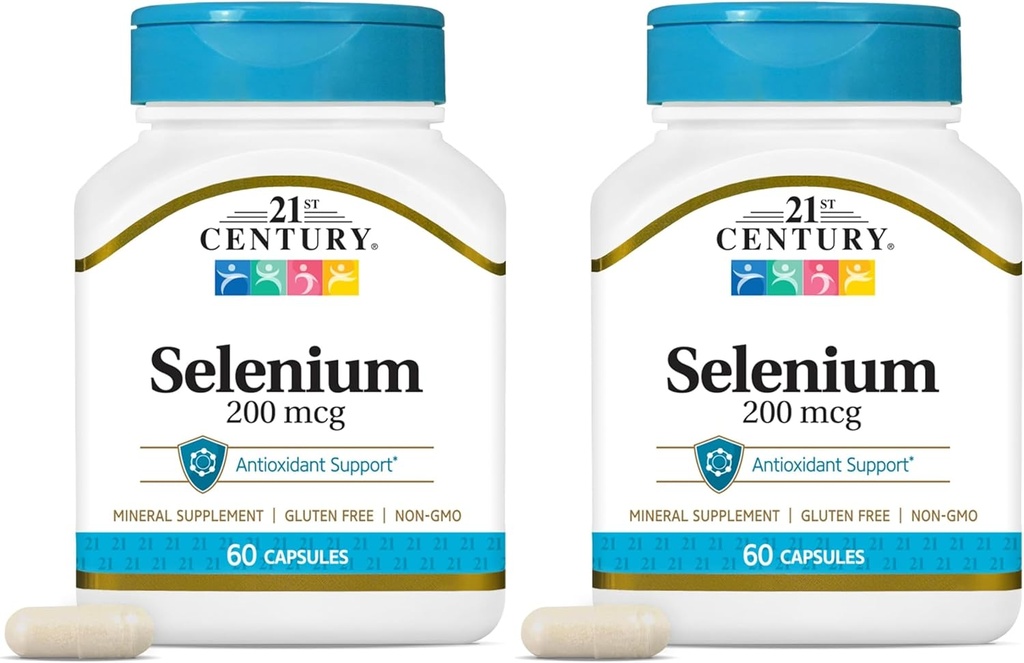 Cápsulas de Selênio 200 mcg do século XXI, 60 Count (Pacote de 2)