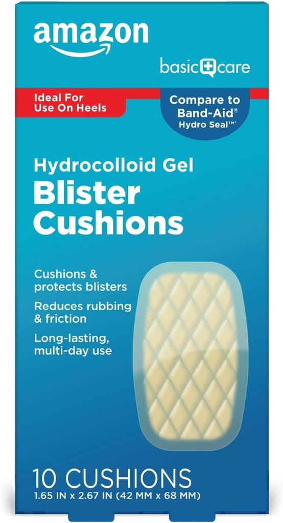 Cuidados Básicos Hidrocolóide Extremo Gel Blister Almofadas, 1,65 em x 2,67 em, 10 ct
