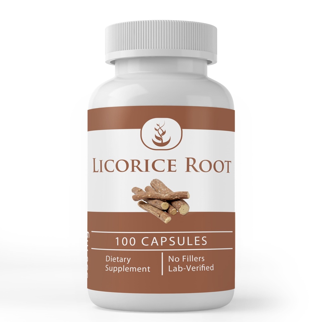 Puro Original Ingredientes Licorice Root Extract (100 Cápsulas) Sempre Puro, Sem Aditivos ou Enchimentos, Lab Verificado