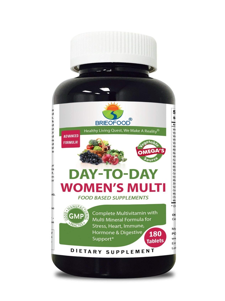 Briofood, comida baseada no dia-a-dia Multi de mulheres (180 comprimidos) com Ômega de origem vegetal