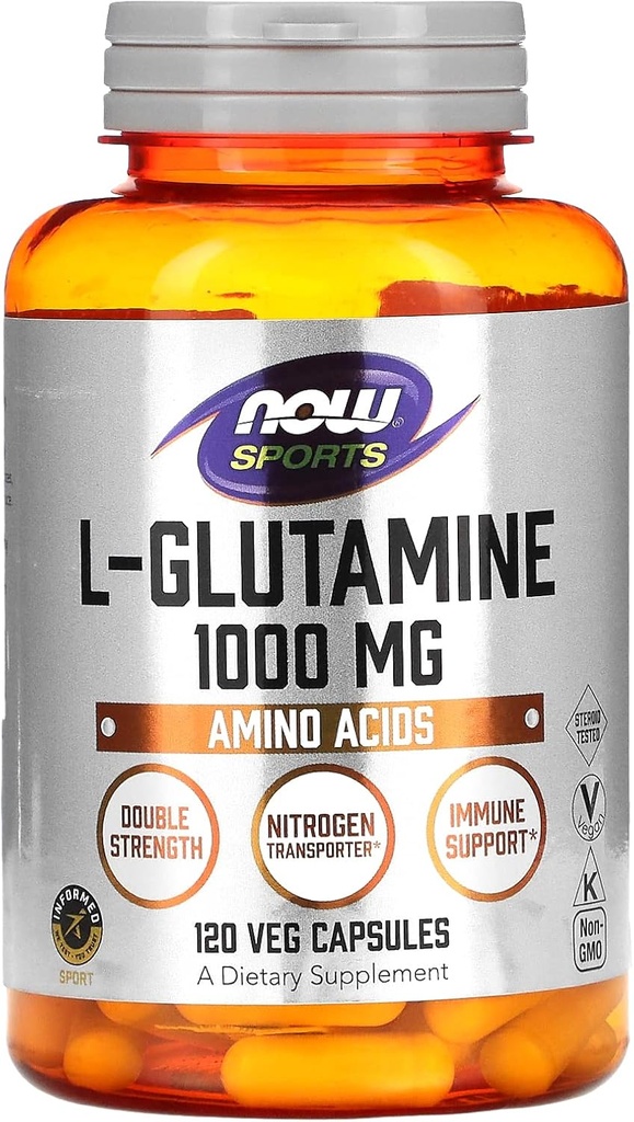 NOW Foods Sports, L-Glutamina, 1.000 mg, 120 Veg Cápsulas
