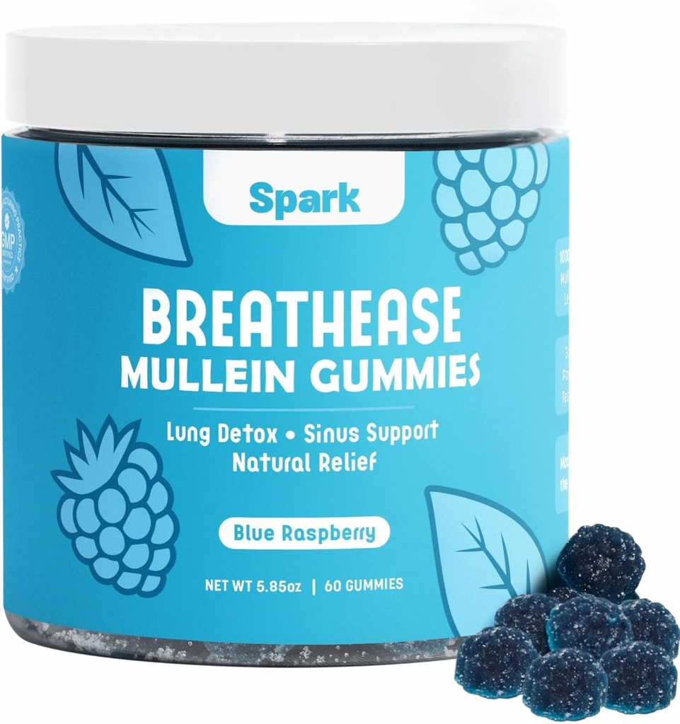 Pastilhas Mullein para Pulmões - Pastilhas de Detox Pulmão - Apoio à Saúde Respiratória Diária - Limpeza para Fumantes - Alergia, Sino e Alívio de Mucos - Extrato de Folha Mullein para Pulmões