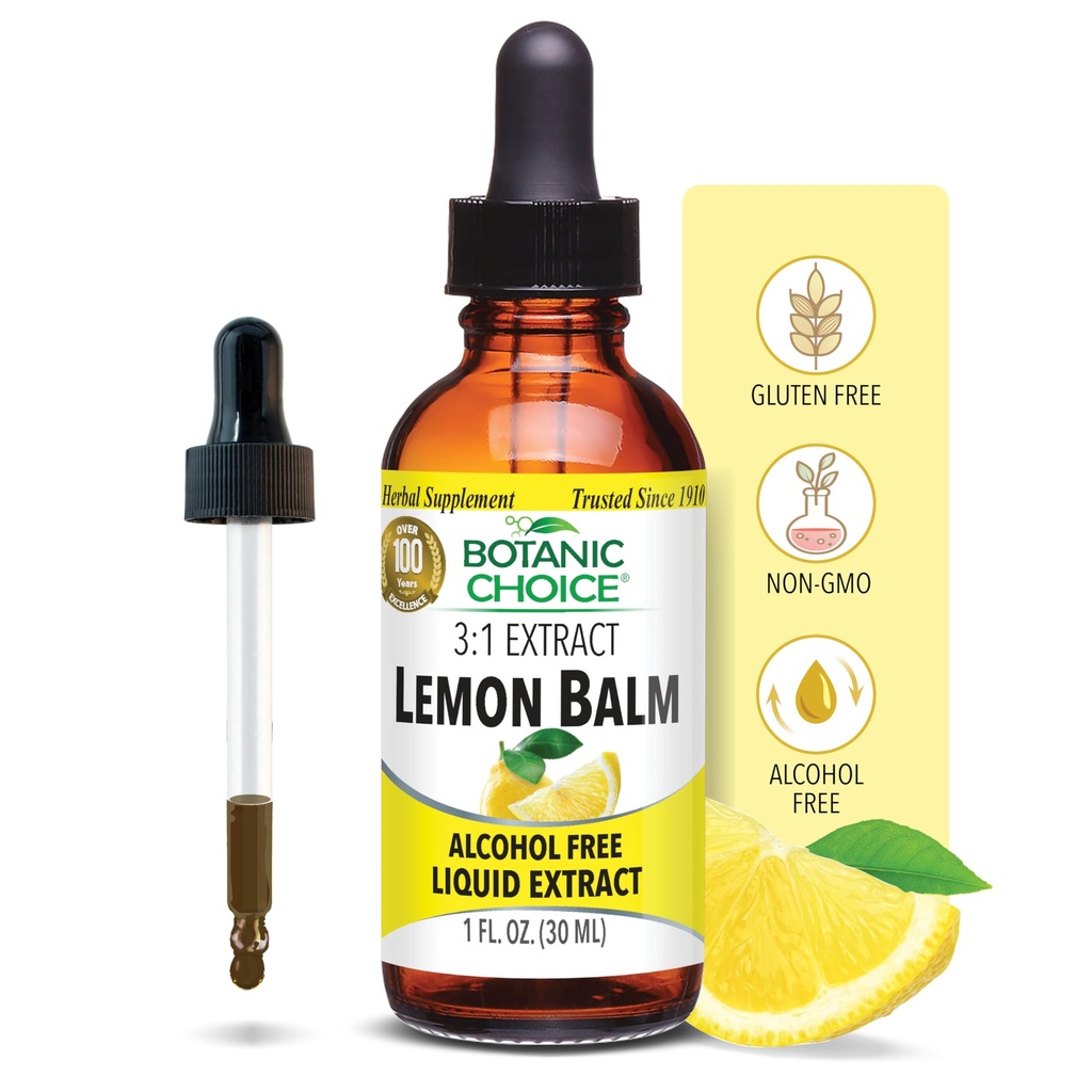 Extrato líquido de bálsamo de limão de escolha botânica, sem álcool, suporte sem glúten para tranqüilidade rápida Atuação 1 Fluid Oz