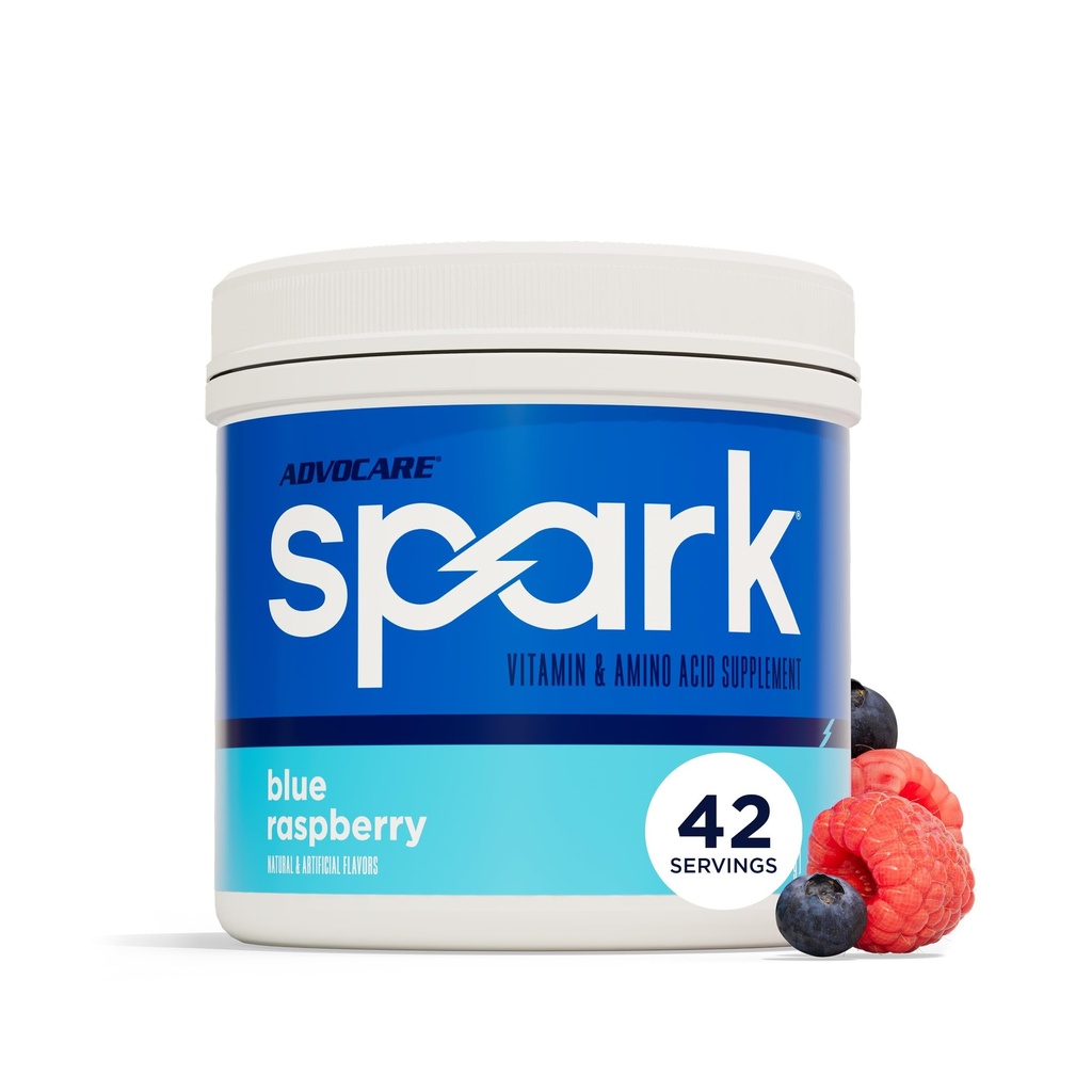 Advocare Spark - Energy Drink Mix - Suplemento de Vitamina e Aminoácido - Suporta Energia e Foco - Suporte Imune Portátil - Sem Açúcar - Framboesa Azul (10.5 onças)