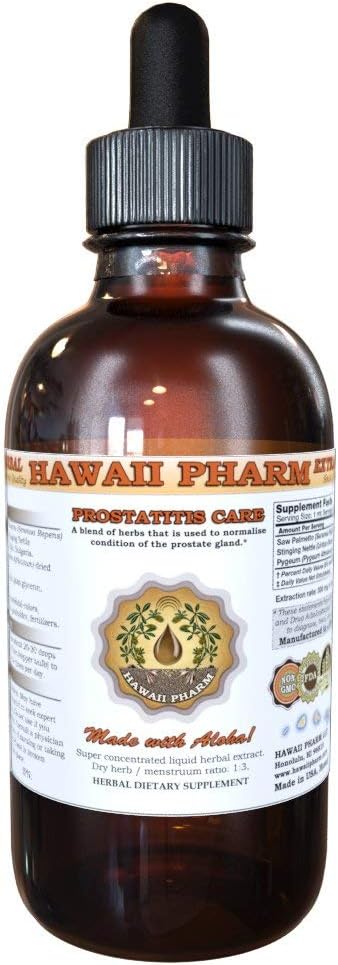 HawaiiPharm Próstate Support Suplemento dietético: Pigeum (Pygeum Africanum) Bark, Saw Palmetto (Serenoa Repens) Berry, Stinging Nettle (Urtica Dioica) Leaf Tincture (Alcohol-Based Liquid Extract) 2 onças