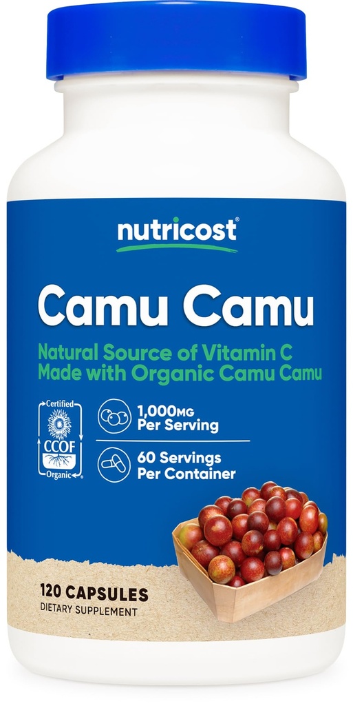 Nutricost Camu Camu 1000mg, 120 Cápsula - CCOF Certified Made with Organic, Non-GMO and Gluten Free