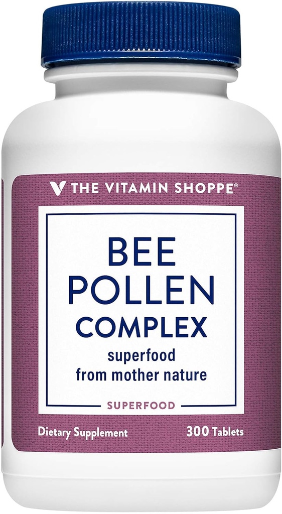 Complexo de Polícula Vitamina Shoppe Bee 1000MG, Superalimento com Polícula de Abelha e Geléia Real, Suporte ao Sistema Imune Sazonal (300 Tablets)