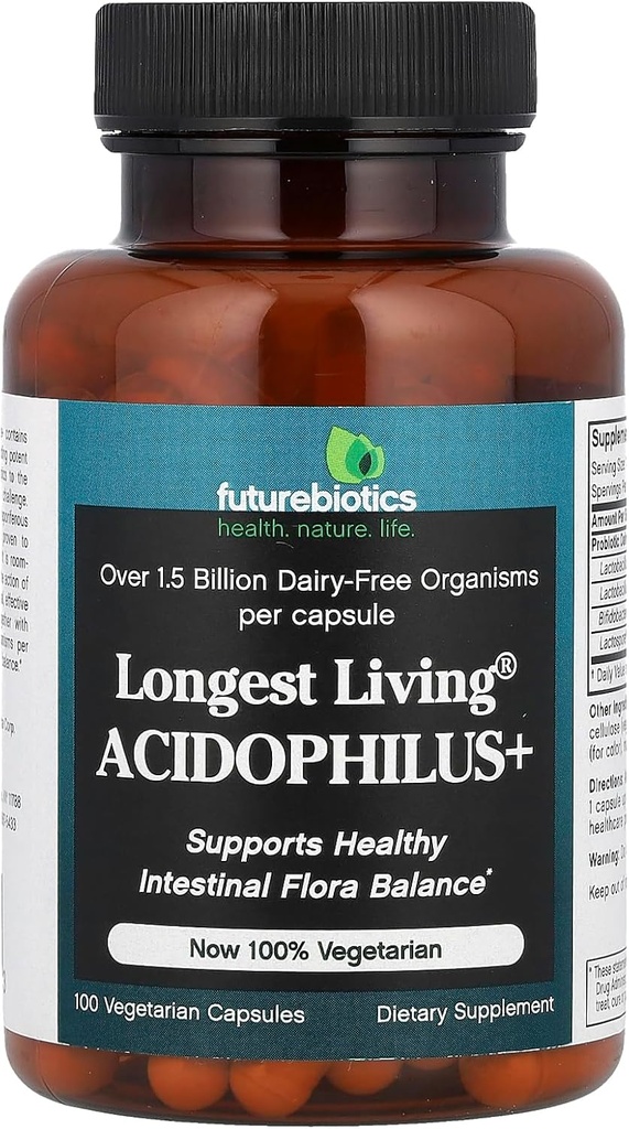 Futurebiotics Vida mais longa Acidophilus Plus Cápsulas, 100-Count