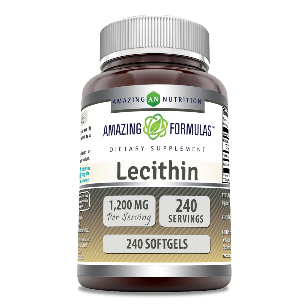 Fórmulas surpreendentes Lecitina 1200 Mg Suplemento Softgels Não-GMO □ Gluten-Free □ Made in USA (1 Pack □ 240 Count)