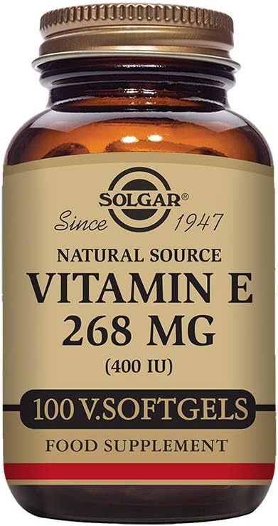 Solgar Vitamina E 268 mg (400 UI), 100 Vegetarian Softgels - Antioxidante Natural, Pele & Sistema Imune Suporte - Natural-Fonte Vitamina E - Não-GMO, Vegan, Glúten Livre, Leite Livre - 100 Servings