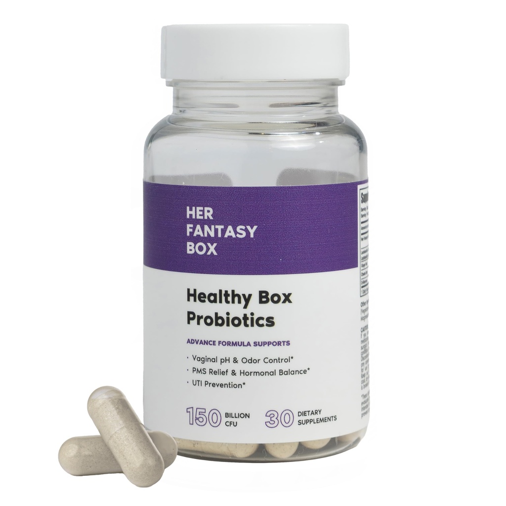Sua Caixa de Fantasia – Caixa Saudável – Probióticos Vaginais para Mulheres – Prebióticos + Avançado Lactobacillus Blend – Equilíbrio Hormonal, alívio PMS – Apoio à Saúde Feminina com Cranberry & D-Mannose