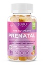 Gummies multivitaminas pré-natais SUKU – Folato, Cálcio, Vitamina D3, B12, K2 – Livre de Açúcar, Vegetariano, Suporte à gravidez sem glúten – Sabores de pêssego de abacaxi – 60
