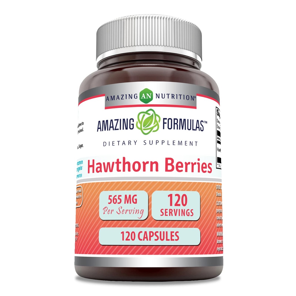 Fórmulas surpreendentes Hawthorn Berries Suplementar 565 Mg Por Servindo 120 cápsulas