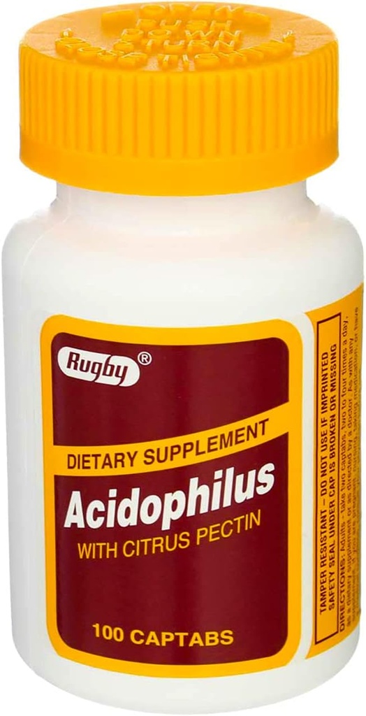 Rugby Acidophilus Força extra w/ L- sporogenes 100 Captabs por Rugby