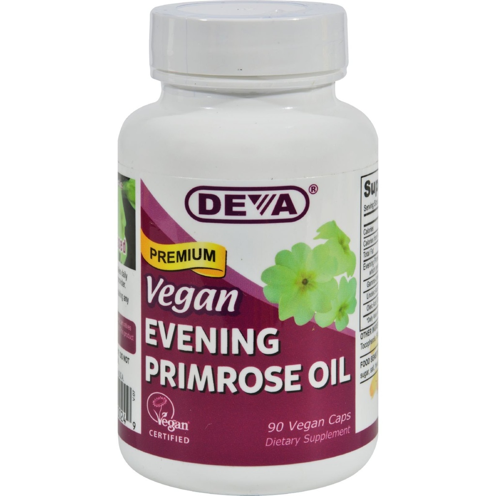 Deva Vegan Evening Primrose Oil - Não refinado - Frio prensado - Gluten Grátis - 90 Cápsulas Vegan (Pack of 2)