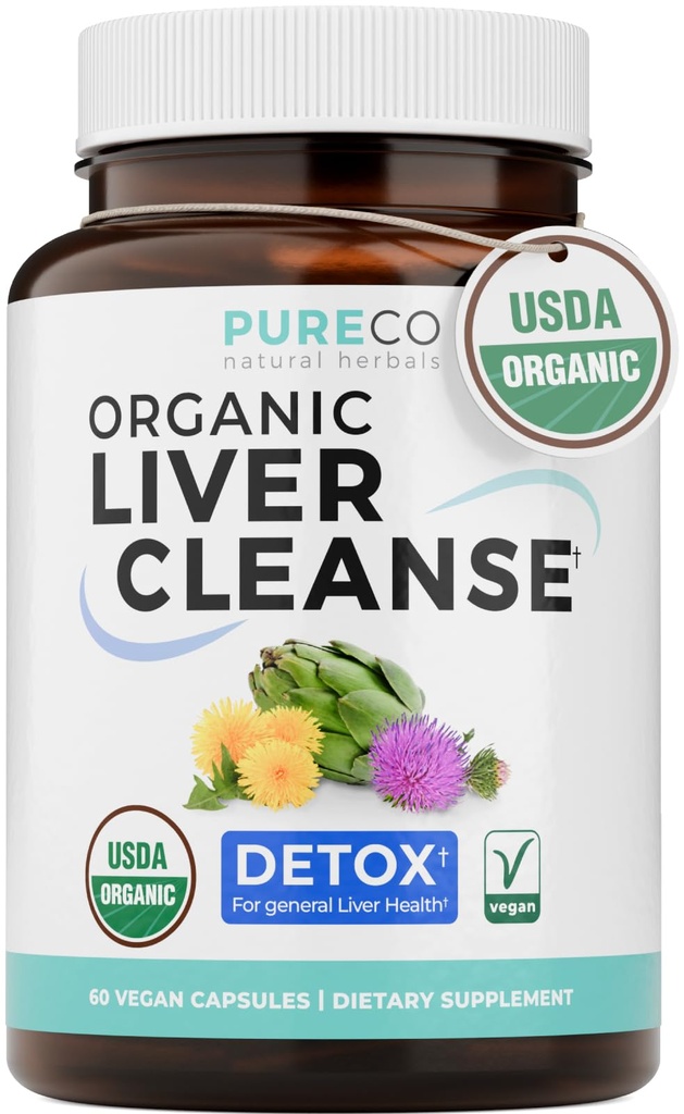 USDA Cardo de Leite Orgânico e Raíz de Dente de Leão - Fio de Cardo de Silymarin Fórmula de limpeza com extrato de alcachofra para suporte abrangente ao fígado - Vegan Non-GMO & Lab verificado (1 mês de fornecimento)