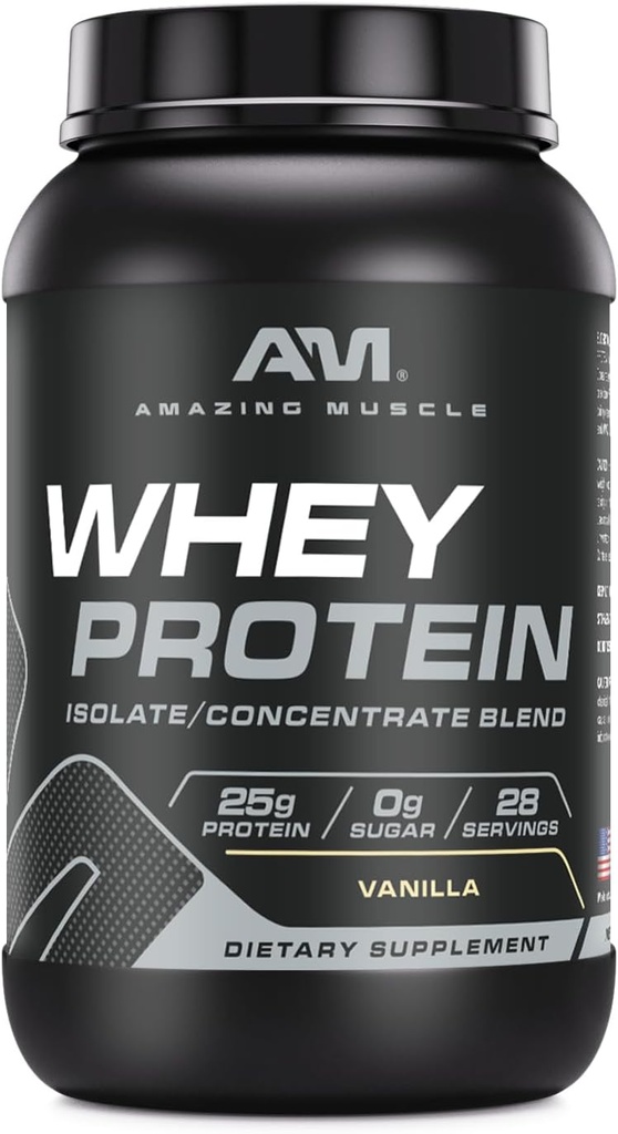 Incrível músculo 100% Whey Protein Powder * Fórmula avançada com Whey Protein Isolate como um ingrediente primário juntamente com ultra filtro Whey Protein Concentrate (Vanilla, 2 lb)