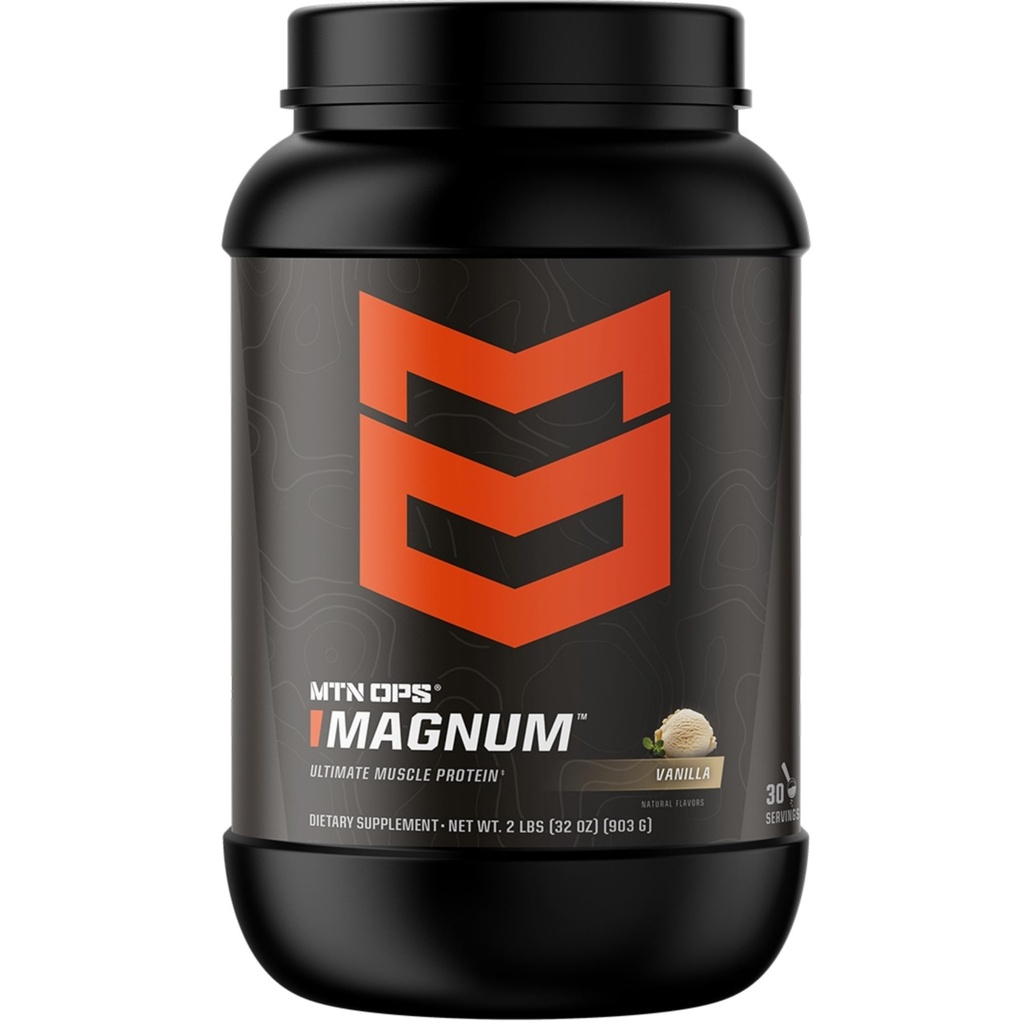 MTN OPS Magnum Vanilla Protein Powder, 23g de Whey Isolate Protein & Milk Protein with BCAAs, Zero Sugar & Gluten Free, Baunilha Milkshake, 30-Serving Tub