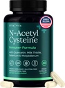 Vegan Fígado Detox & Cleanse - NAC Suplemento N-Acetil Cysteine 600mg com Quercetin, Cardo de Leite, Molibdênio e Selênio, N-Acetil-Cisteína Cápsulas para Suporte Imune Kits & Sistemas Diet